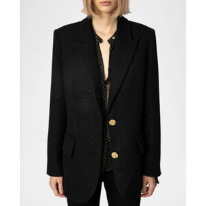 Zadig & Voltaire Vicka Single-Breasted Tweed Blazer 4 US 40 IT